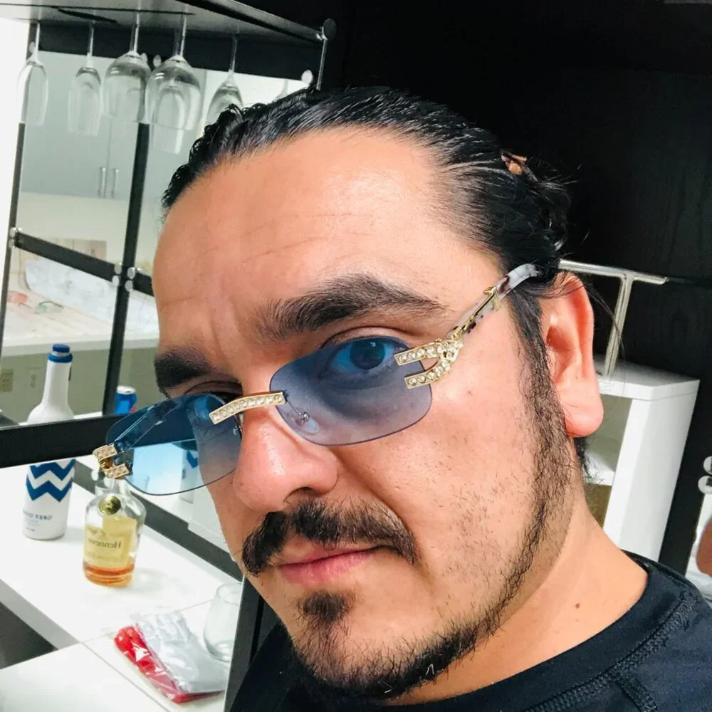Men Women Sunglasses Blue Lens Fashion Diamond Retro Classic‎ Hip Hop Lentes New